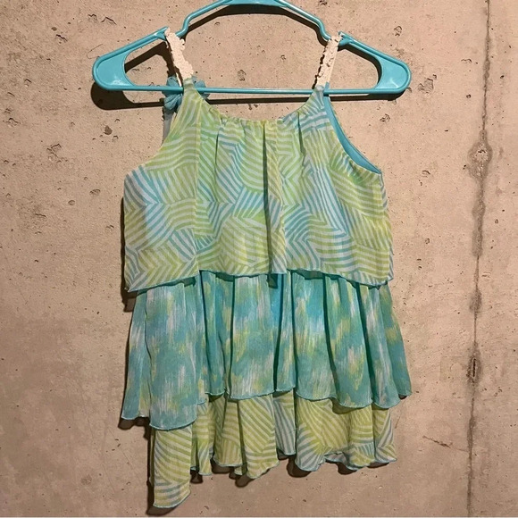 Disney D-Signed Jessie Blue Green Tank Top Size Girls L  Layers Flowy Flowers - Picture 4 of 8